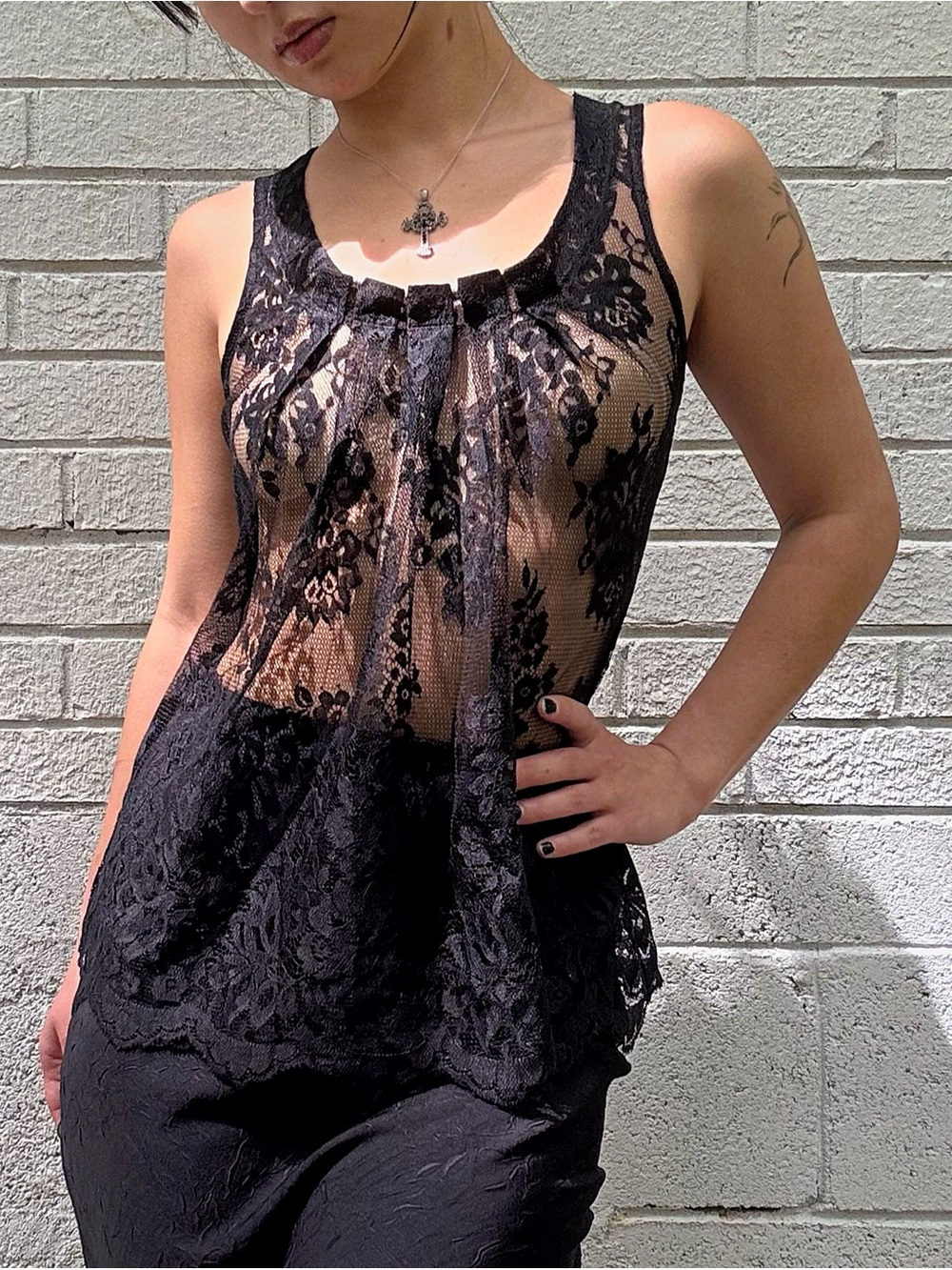 Authentic Y2K Express Whimsigoth Lace Tank